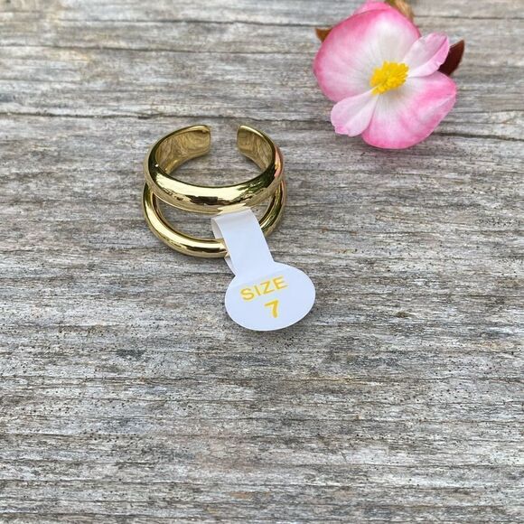 NWT Loren Stewart X Curateur Women’s 14k Gold Plated Deux Open Band Ring. Size 7 - Picture 6 of 7